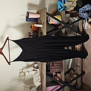 Super soft black jumpsuit with waist tie, loops on sides